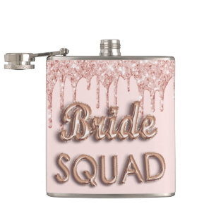 Braut-Truppe Roségold Glitter-Blush Junggesellinne Flachmann
