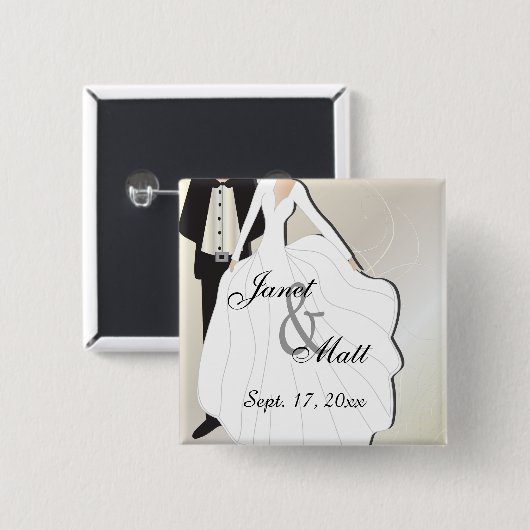 Braut u. Bräutigam, die | DIY Text Wedding sind Button (Vorne & Hinten)