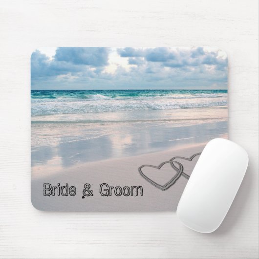 Braut u. Bräutigam nennt geschrieben in den Sand Mousepad (Mit Mouse)
