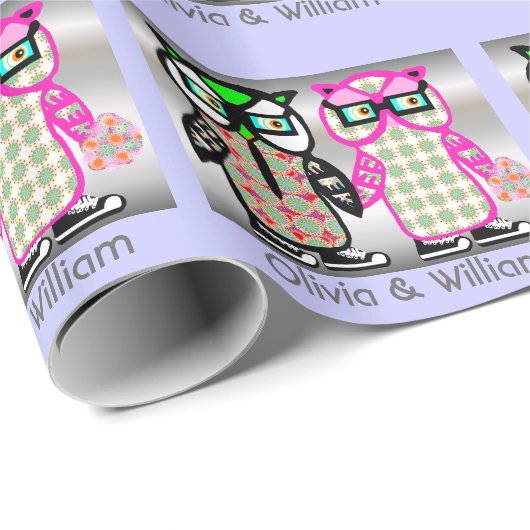 Braut-u. Bräutigam-personalisiertes Geschenkpapier (Rolleneckpunkt)