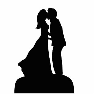 Braut-u. Bräutigam-Silhouette-küssende Hochzeit Freistehende Fotoskulptur