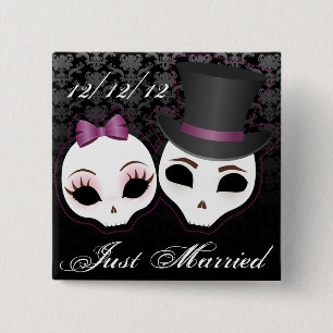 Braut u. Bräutigam Skullies (violett) Button