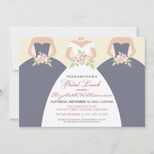 Braut-u. Brautjungfern-BrautBrunch laden ein Einladung (Vorderseite)