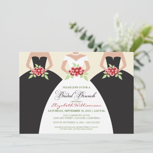 Braut-u. Brautjungfern-BrautBrunch laden ein Einladung (Stehend Vorderseite)