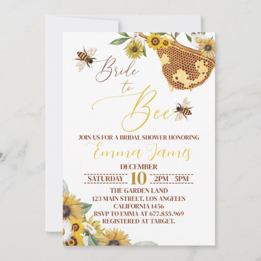 Braut um Bridal-Dusche Einladung Honey Comb (Vorderseite)