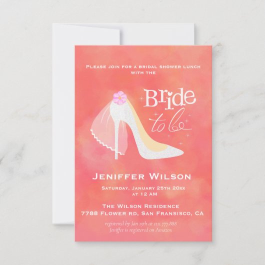 Braut um Hochzeit Brautparty High Heel Einladung (Vorderseite)