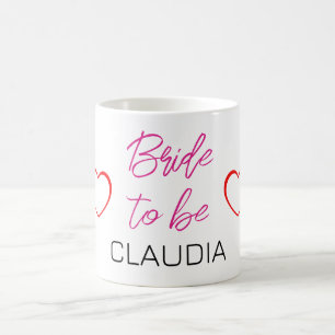 Braut, um rosa rote Herzen zu sein Kaffeetasse
