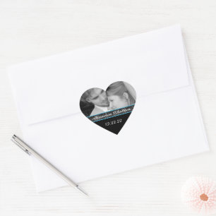 Braut- und Aufkleber für Ihr Foto Blue Trim