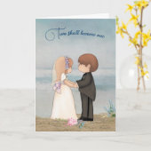 Braut und Baum am Strand Karte (Gelbe Blume)