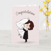 Braut und Boden auf rosa Herzen Karte (Gelbe Blume)