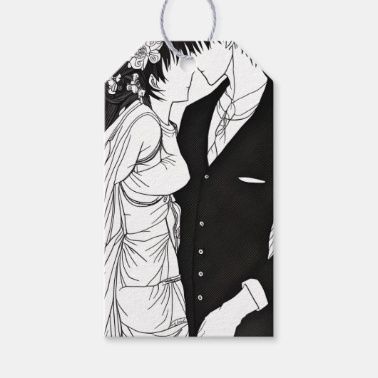 Braut und Bräuche aus Schwarz und Weiß Geschenkanhänger (Vorderseite)