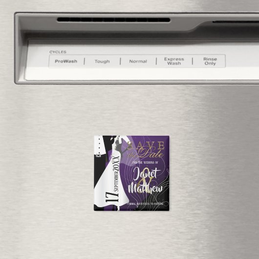 Braut und Bräuche - Save the Date - Lila Magnet (In Situ (Geschirrspüler))