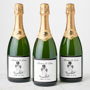 Braut und Braut Hochzeit Personalisiert Sparkling  Schaumweinetikett