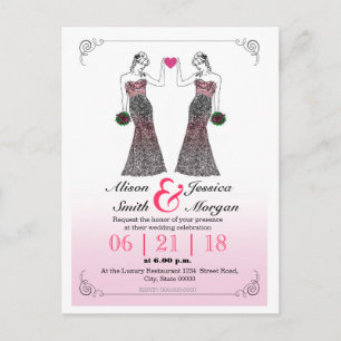 Braut und Braut - Lesbische Hochzeitseinladung Einladungspostkarte