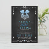 Braut und Braut - Zwei Brauthochzeiten - Lesben Einladung (Stehend Vorderseite)