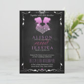 Braut und Braut - Zwei Brauthochzeiten - Lesben Einladung (Stehend Vorderseite)