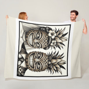 Braut und Bräutigam Aloha Ananas Tiki Kopf Hochzei Fleecedecke