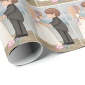 Braut und Bräutigam am Strand Geschenkpapier (Rolleneckpunkt)