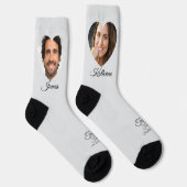Braut und Bräutigam Bild Herz Name Liebe Foto Socken (Rechts)