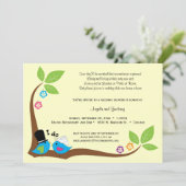 Braut-und Bräutigam-blaue Vögel des Glückes Einladung (Stehend Vorderseite)