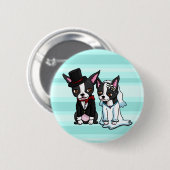 Braut und Bräutigam Bostons Terrier Button (Vorne & Hinten)