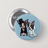 Braut und Bräutigam Bostons Terrier Button (Vorne & Hinten)