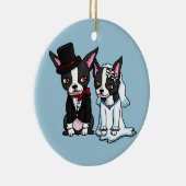 Braut und Bräutigam Bostons Terrier Keramikornament (Rechts)