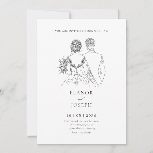 Braut und Bräutigam Einladung (Vorderseite)