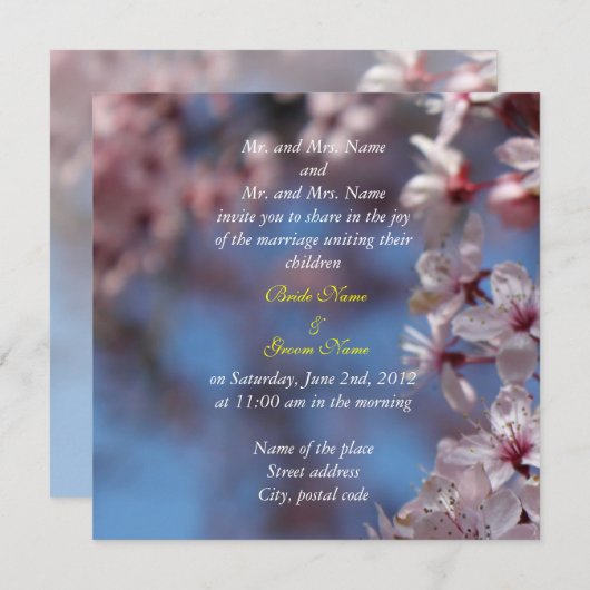 Braut und Bräutigam Einladung zur Hochzeit (Vorne/Hinten)