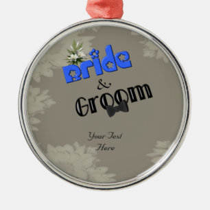 Braut-und Bräutigam-elegante Hochzeits-Verzierung Silbernes Ornament