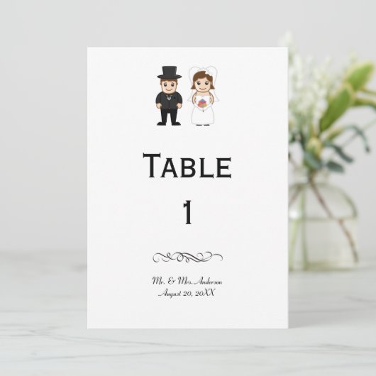 Braut und Bräutigam - Empfang Tischnummer (Stehend Vorderseite)