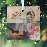 Braut und Bräutigam-FotoCollage zum Hochzeitstag Ornament Aus Glas<br><div class="desc">Braut und Groom Foto Collage zum Hochzeitstag</div>