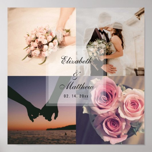 Braut und Bräutigam-FotoCollage zum Hochzeitstag Poster (Vorne)