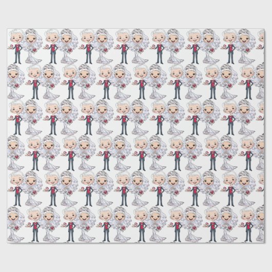 Braut und Bräutigam Geschenkpapier (Flach)