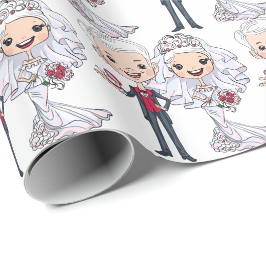 Braut und Bräutigam Geschenkpapier (Rolleneckpunkt)