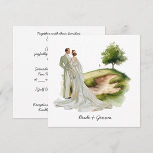 Braut und Bräutigam Golfer Hochzeit auf dem Golfpl Einladung