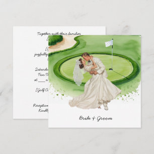 Braut und Bräutigam Golfer-Hochzeit auf dem Golfpl Einladung