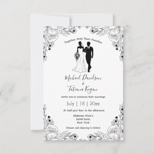 Braut und Bräutigam-Hochzeit Einladung (Vorderseite)