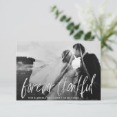 Braut- und Bräutigam-Hochzeit-Foto Dankeskarte (Stehend Vorderseite)