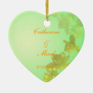 Braut und Bräutigam, Hochzeit, gelbe Tulpenblumen Keramikornament