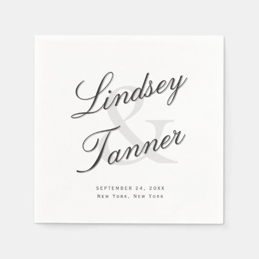 Braut und Bräutigam Hochzeit in eleganter Schatten Serviette (Vorderseite)