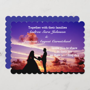 Braut und Bräutigam im Sonnenuntergang Einladung z