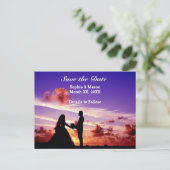 Braut und Bräutigam im Sonnenuntergang Save the Da Ankündigungspostkarte (Stehend Vorderseite)