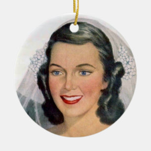 Braut und Bräutigam im Vintage-Stil Keramik Ornament
