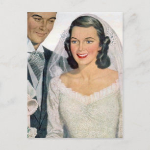 Braut und Bräutigam im Vintage-Stil Postkarte