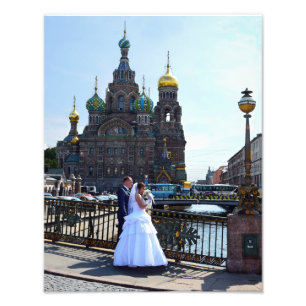 Braut und Bräutigam in St. Petersburg, Russland, K Fotodruck