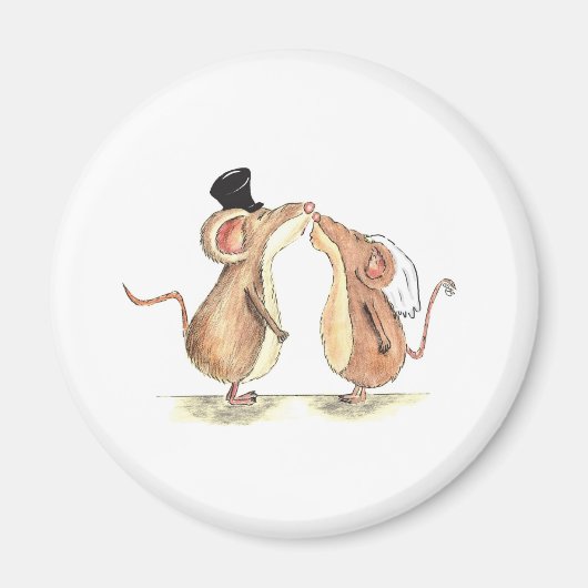 Braut und Bräutigam - Kissing Mäuse - Geschenk für Magnet (Vorne)