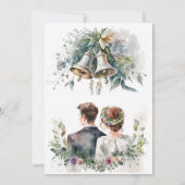 Braut und Bräutigam mit botanischer Floralhochzeit Einladung (Rückseite)