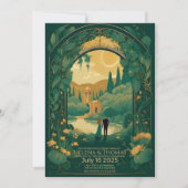 Braut und Bräutigam mit braunem Haar Einladung (Vorderseite)