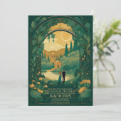 Braut und Bräutigam mit braunem Haar Einladung (Stehend Vorderseite)